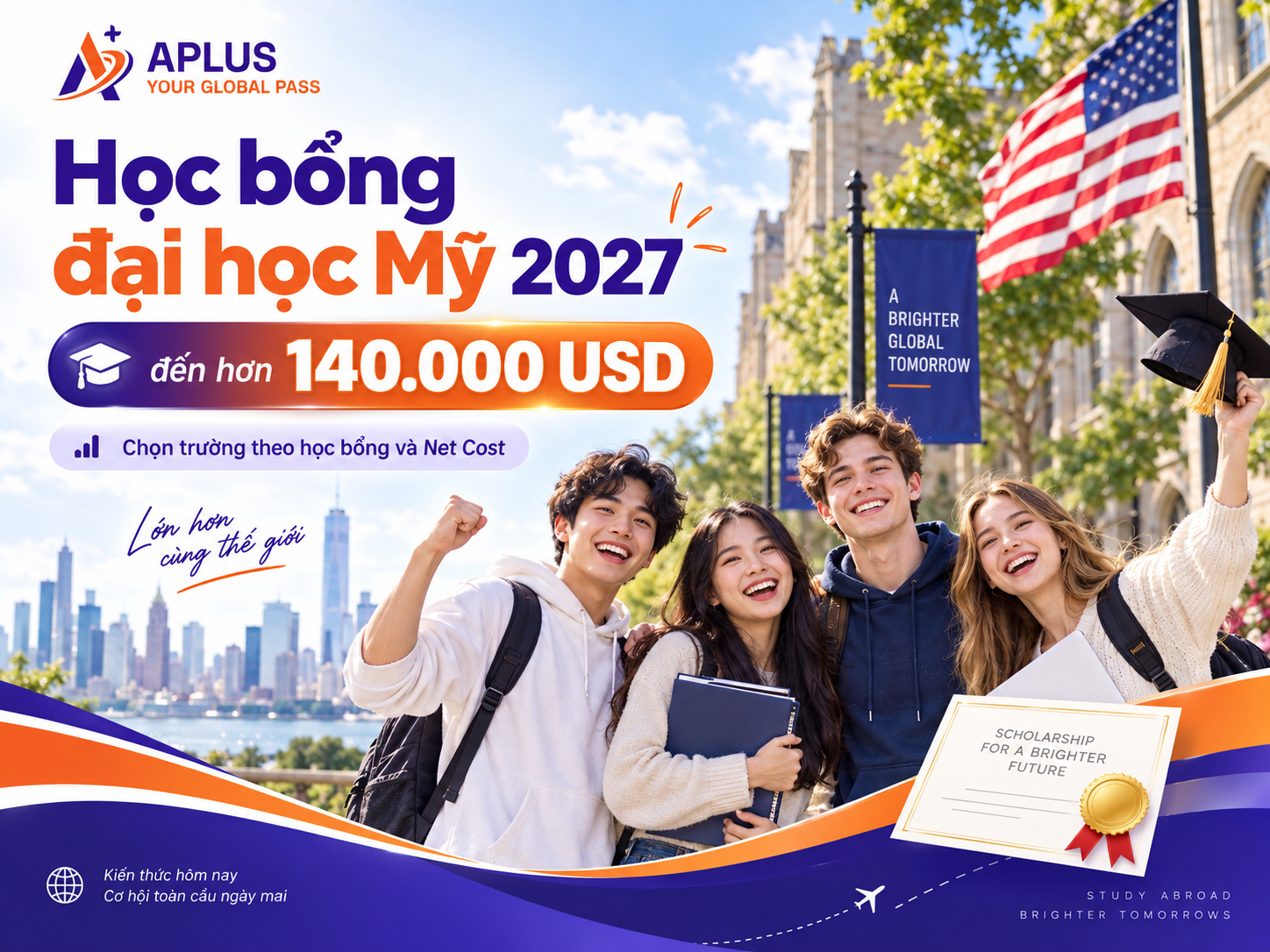 Học bổng đại học Mỹ 2027 đến hơn 140000 USD