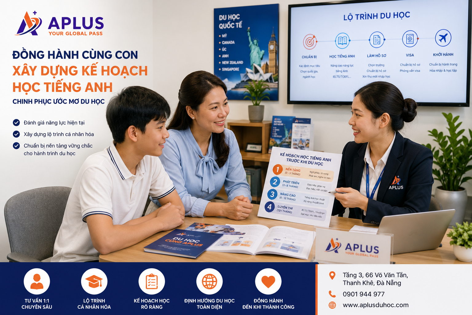ư vấn lộ trình học tiếng Anh trước khi du học tại APLUS