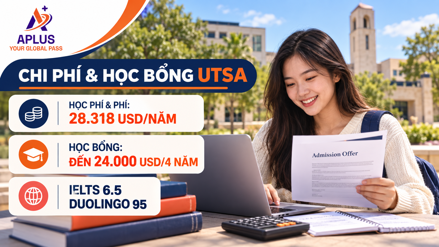 Học phí, học bổng và yêu cầu tiếng Anh UTSA năm 2026–2027