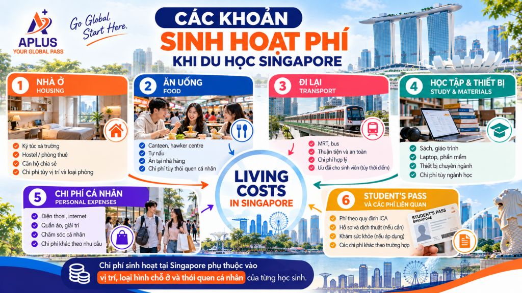 Các khoản sinh hoạt phí khi du học Singapore