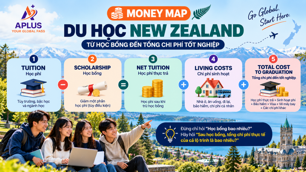 Cách tính chi phí du học New Zealand sau học bổng