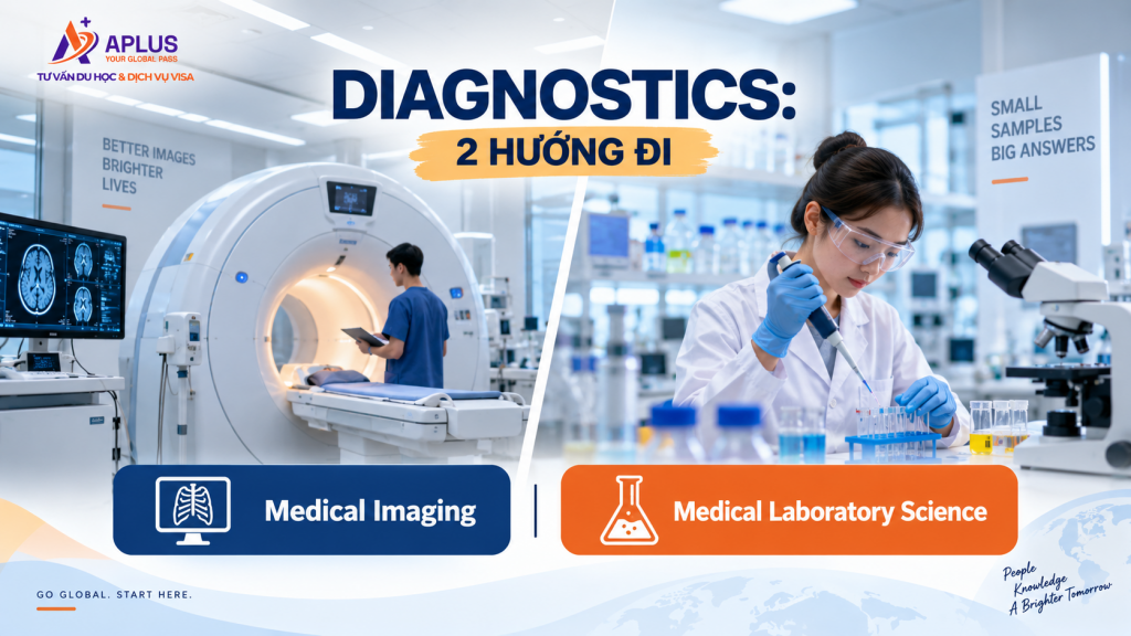 So sánh Medical Imaging và Medical Laboratory Science trong nhóm Diagnostics.