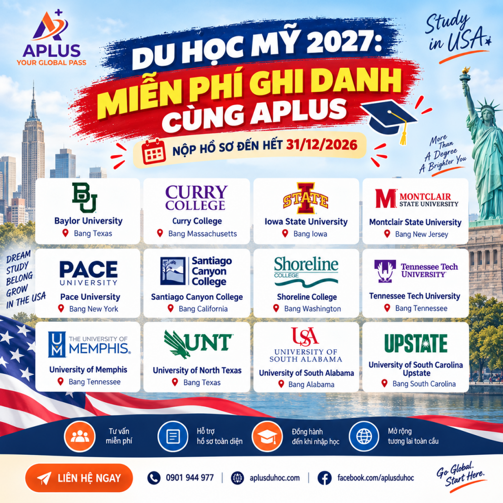 Du học Mỹ 2027: Miễn phí ghi danh cùng APLUS